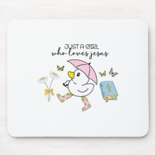 Cute Ducks Just A Girl Who Loves Jesus Christian E Mouse Pad