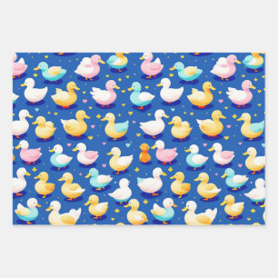 Cute Ducks Pattern Wrapping Paper Sheet