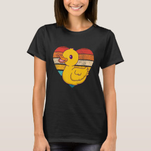 Cute Ducks Retro Heart Shape Vintage T-Shirt
