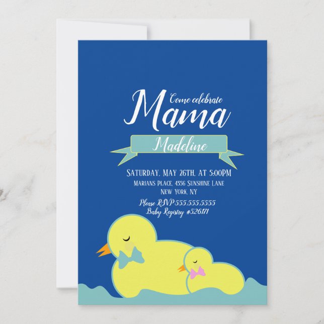 Cute Ducks Yellow Blue Pink Baby Shower Invitation (Front)