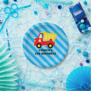 Cute dump truck construction theme Birthday party Paper Plate