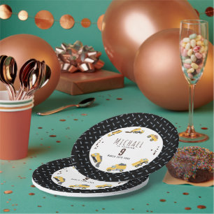 Cute Dump Trucks Construction Trucks Birthday Paper Plate