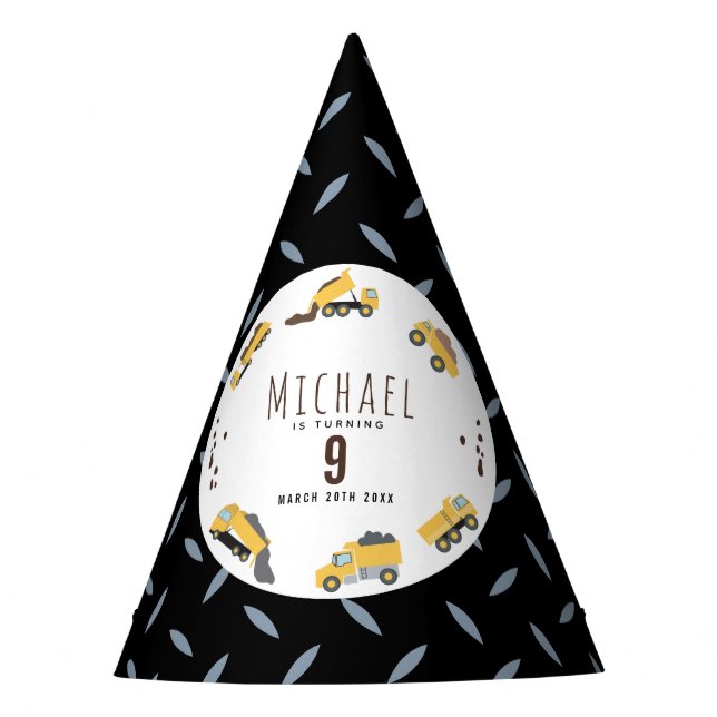 Cute Dump Trucks Construction Trucks Birthday Party Hat (Front)