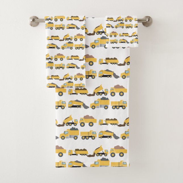Cute Dump Trucks Construction Trucks Boys  Bath Towel Set (Insitu)