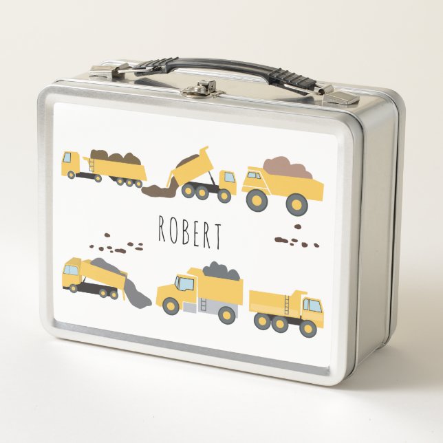 Cute Dump Trucks Construction Trucks  Metal Lunch Box (Front)