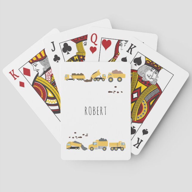 Cute Dump Trucks Construction Trucks  Playing Cards (Back)