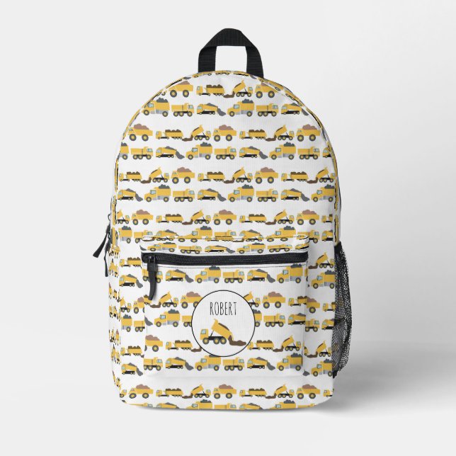Cute Dump Trucks Construction Trucks School Printed Backpack (Front)