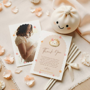 Cute Dumpling Baby Shower Photo Thank You Card