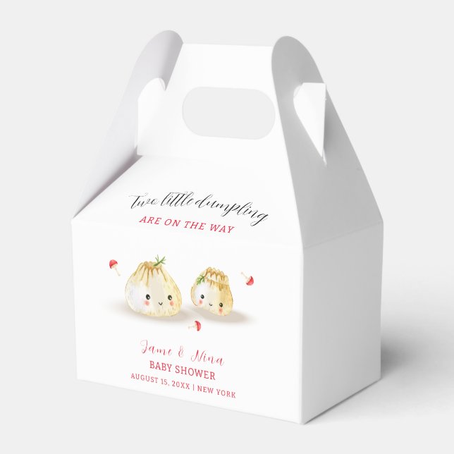 Cute Dumpling Mushroom Twin Baby Shower  Favour Box (Front Side)