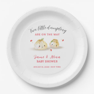 Cute Dumpling Mushroom Twin Baby Shower Paper Plate
