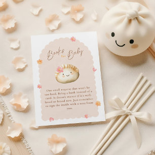 Cute Dumpling Pink Baby Girl Shower Books for Baby Enclosure Card