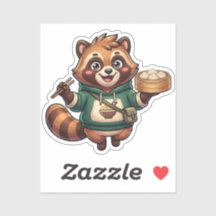 Cute Dumpling Racoon Foodie Mascot Sticker