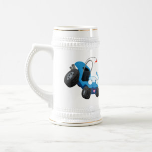 Cute dune buggy off road vehicle cartoon beer stein
