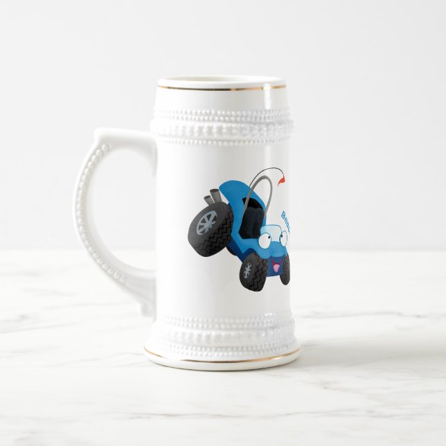 Cute dune buggy off road vehicle cartoon beer stein (Left)