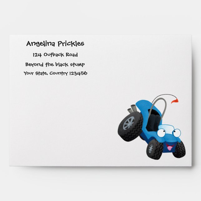 Cute dune buggy off road vehicle cartoon envelope (Front)