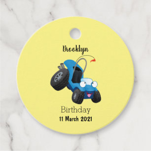 Cute dune buggy off road vehicle cartoon favour tags