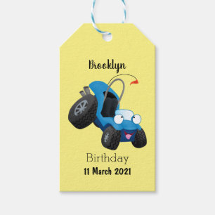 Cute dune buggy off road vehicle cartoon gift tags