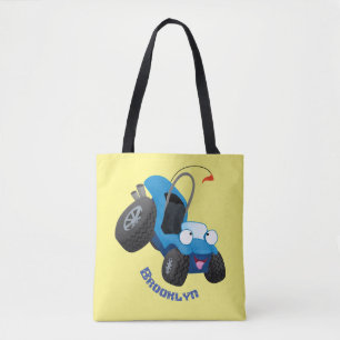 Cute dune buggy off road vehicle cartoon tote bag