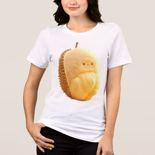 Cute Durian Baby with Soft Spikes and Smiling Face Tri-Blend Shirt (Front)