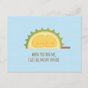 Cute Durian Love Mushy Valentines Day Postcard