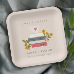 Cute Dusky Blush Stacked Storybooks Floral Wedding Paper Plate<br><div class="desc">For any further customisation or any other matching items,  please feel free to contact me at yellowfebstudio@gmail.com</div>