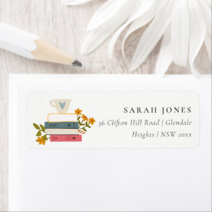 Cute Dusky Stacked Storybooks Floral Address