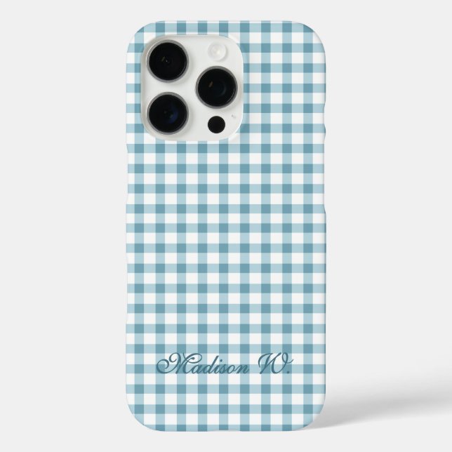 Cute Dusty Blue Gingham Pattern Case-Mate iPhone Case (Back)