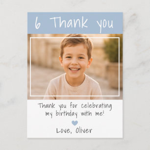 Cute Dusty Blue Girl Boy Photo Birthday Thank you Postcard