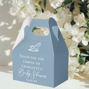 Cute Dusty Blue Personalised Baby Shower Favour Box
