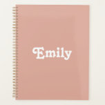 Cute dusty pink custom name text year monogram planner<br><div class="desc">Cute dusty pink custom name text year or monogram personalised agenda,  Planner.
Customisable white text,  dusty pink solid plain background.
You can customise it with your name,  monogram,  initials,  year,  or custom text.</div>