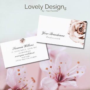 Cute Dusty Pink Rose Plain White Simple Business Card