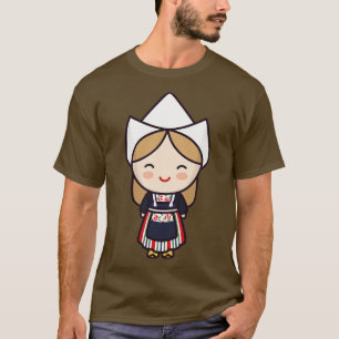 Cute Dutch Girl in Traditional Clothing and Clogs T-Shirt