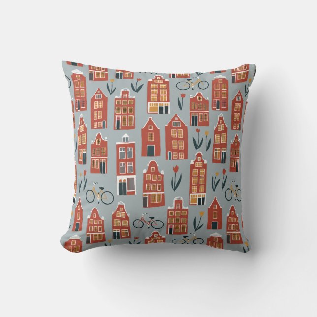 Cute Dutch Houses - Amsterdam pattern Cushion (Front)