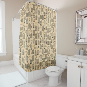 Cute Dutch Houses - Amsterdam pattern sepia Shower Curtain