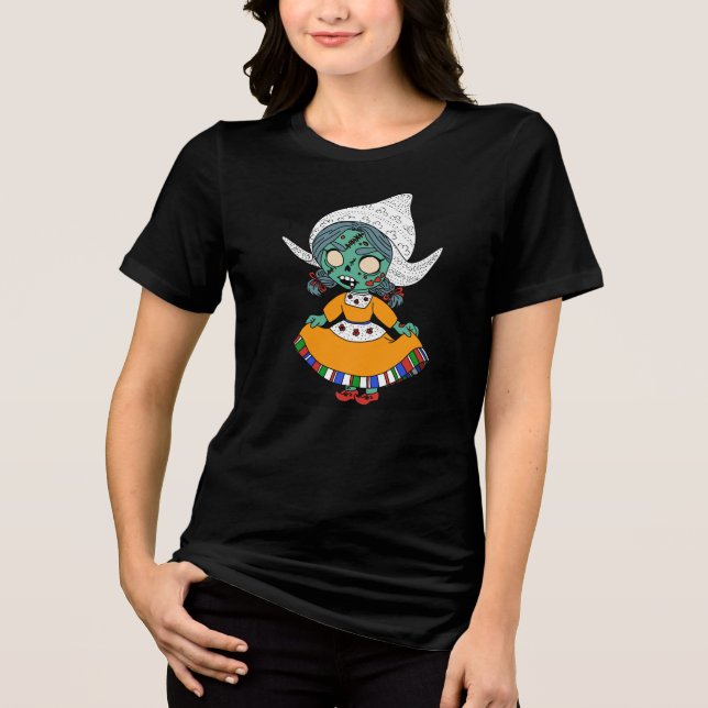 Cute Dutch Zombie Girl Tri-Blend Shirt (Front)