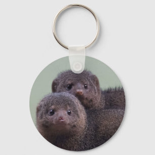 Cute Dwarf Mongoose Pair Key Ring