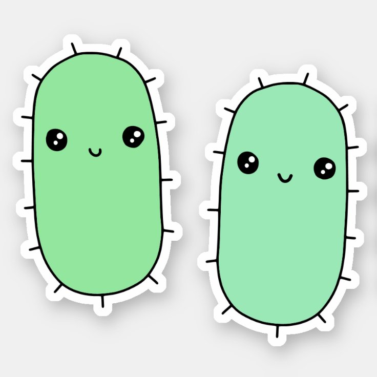 Cute E. coli bacteria - kawaii microbe cartoons 
