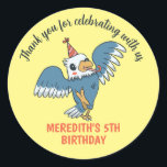 Cute Eagle Bird Party Animal Kids Birthday Party Classic Round Sticker<br><div class="desc">Cute party favours for kids,  boys or girls who love animals. Perfect for kids birthday party,  party favours and thank you label. You can also customise the text for baby shower or other occasion and party.</div>