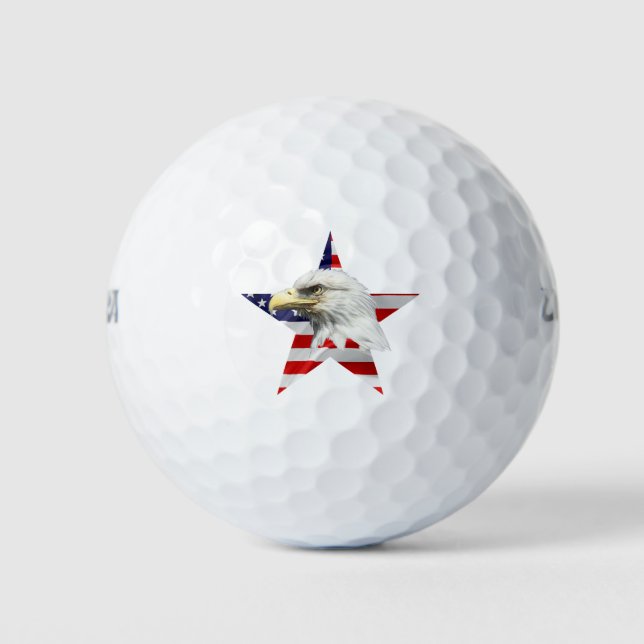 Cute Eagle, The American Flag, Patriotic Golf Balls (Front)