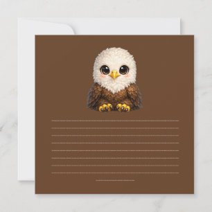 Cute Eagle with Big Eyes Happy Woodland Animal Invitation