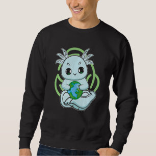 Cute Earth Day Axolotl With Planet For Environment Sweatshirt