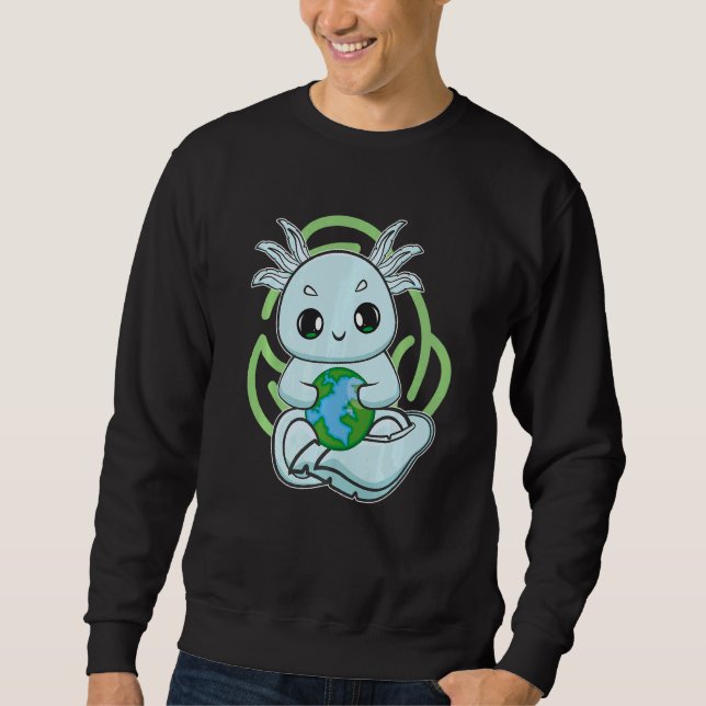 Cute Earth Day Axolotl With Planet For Environment Sweatshirt (Front)