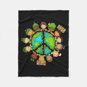Cute earth day peace sign kids teacher fleece blanket