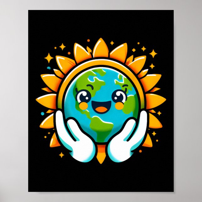 Cute Earth Day Toddler Boys Girls Kids Happy Earth Poster (Front)