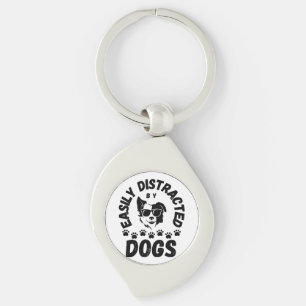 Cute Easily Distracted by Dogs pet lovers Frit-Tee Key Ring