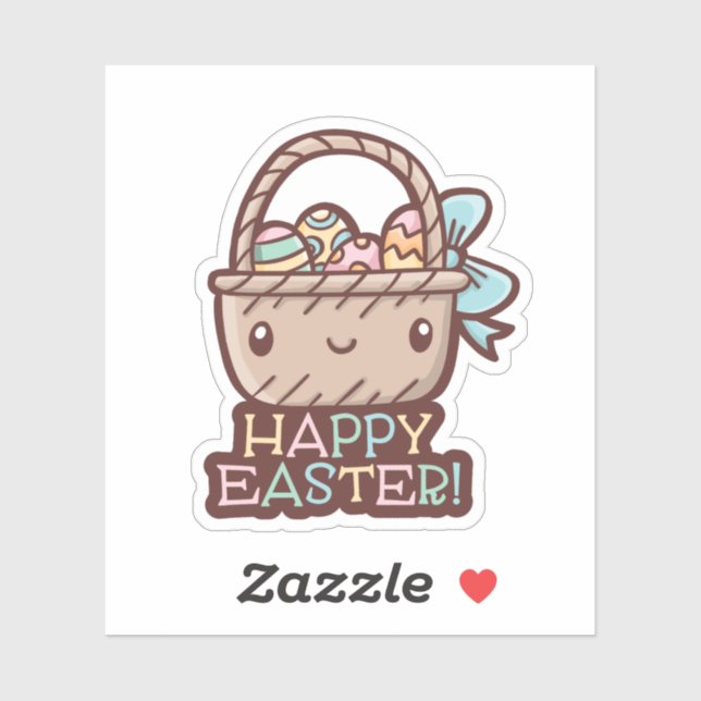 Cute Easter Basket Custom-Cut Vinyl Sticker (Sheet)