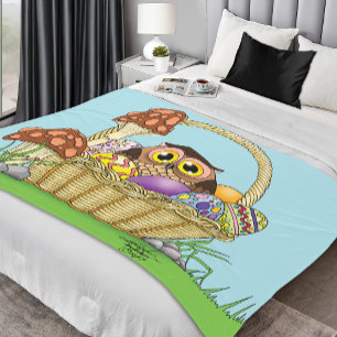 Cute Easter Basket Owl Fleece Blanket