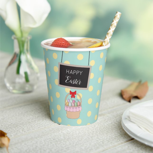Cute Easter Basket & Pastel Easter Eggs  Paper Cups (Insitu)