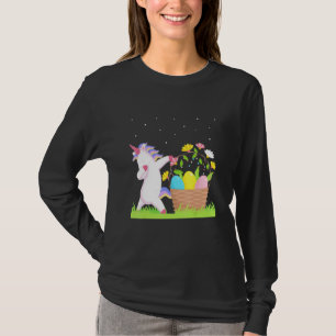 Cute Easter Basket With Unicorn Graphic Easter Cos T-Shirt