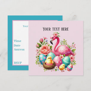 Cute Easter beach pink flamingo party Invitation